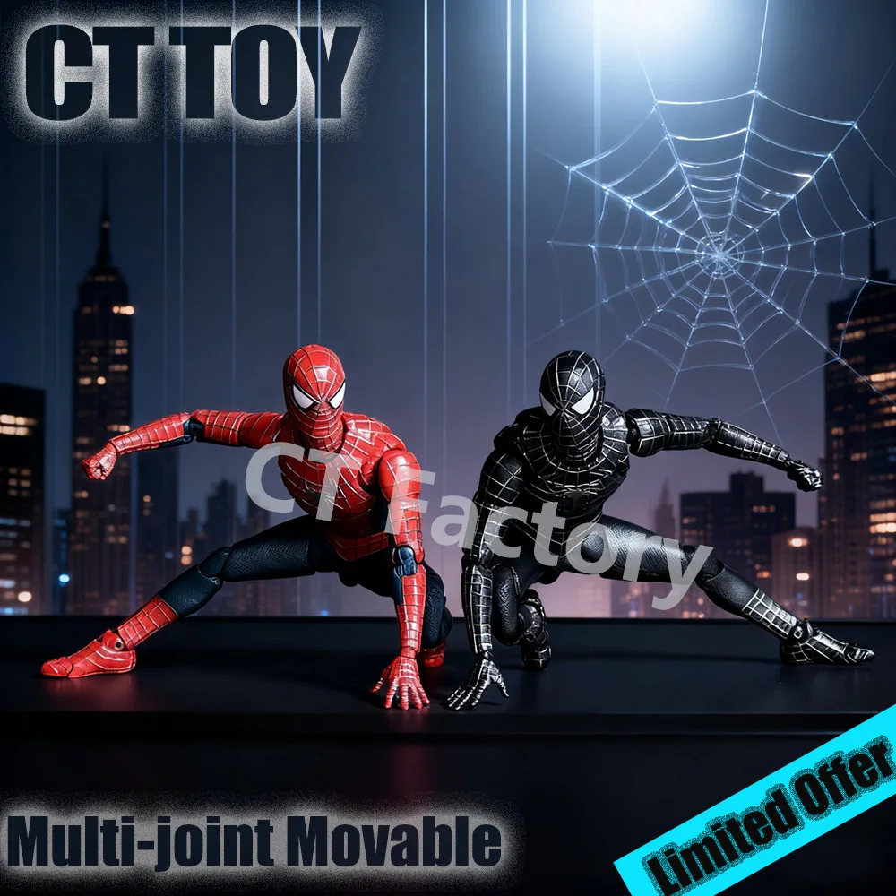 Figura de Ação Bandai CT Toys do Homem-Aranha, Traje Preto e Vermelho de Tobey Maguire, Modelo de Montagem em PVC de 14,5cm, Estátua de Filme de Super-Herói, Presente