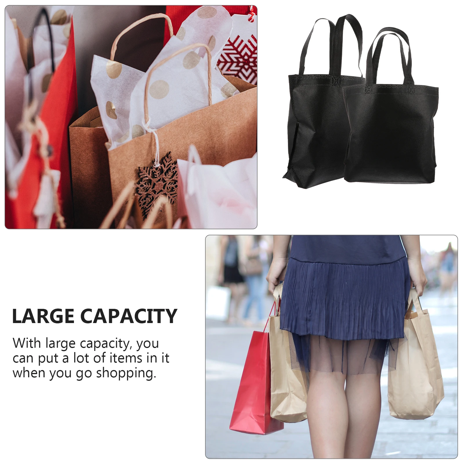 

12pcs Reusable Non-Woven Shopping Tote Eco-Friendly Foldable Portable Grocery Bag Storage Pouch For Travel Market Daily