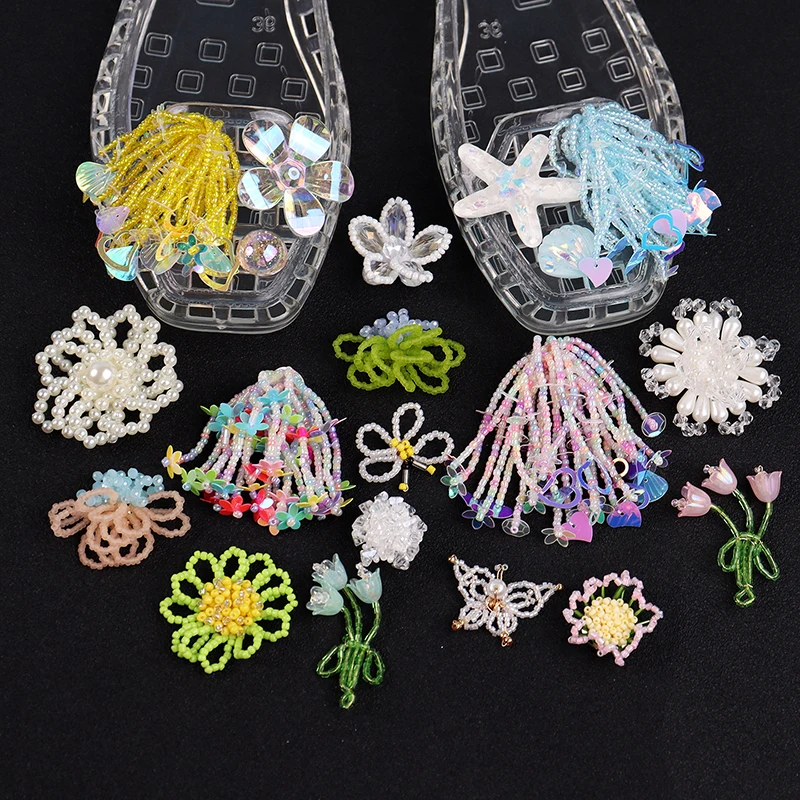 3PCS Crystal Beaded Shoes Buckles Sandals Accessory DIY Deco
