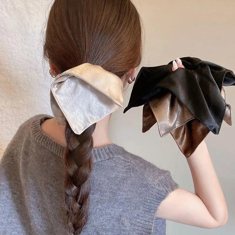

Korean Large Square Scrunchies Hair Rope Fashion Gentle Hair Ties Vintage New Hair Ring Light Luxury High-end Accessories