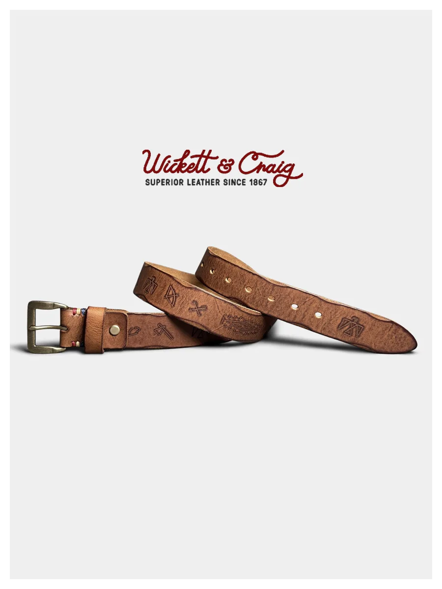 

Винтажный камуфляжный ремень ручной работы из натуральной кожи RRL, мужские джинсы с резным верхом из воловьей кожи, повседневный ремень Bla для отдыха на открытом воздухе