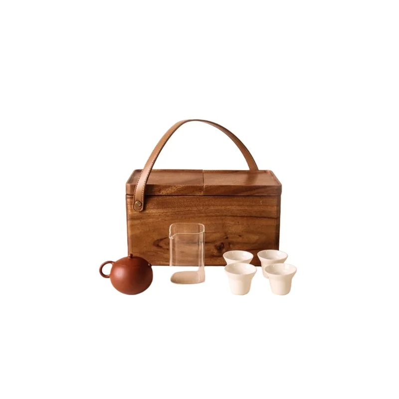 

A new style purple sand [Happy Meeting] The whole set of tea sets travel portable storage box purple clay pot handmade