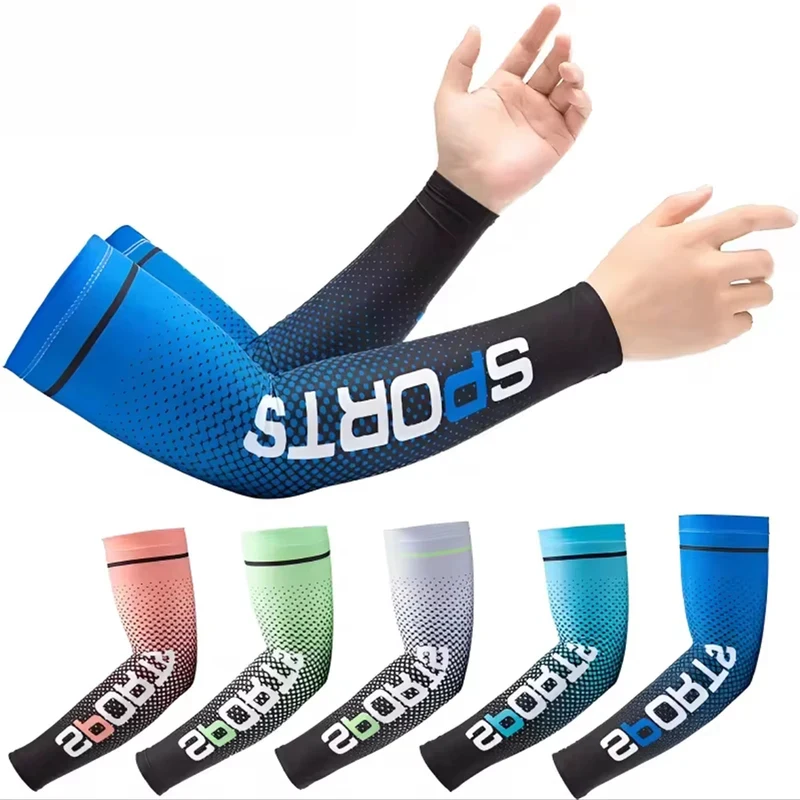 1-4Pairs Summer Fashio Sunscreen Ice Silk Sleeve UV Sun Protection Cooling Anti-Slip Arm Sleeves Men Women Outdoor Sport Cycling