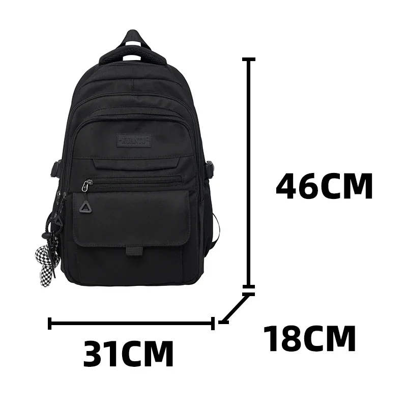 2024 Nylon Serviceable Backpack for Student Black Large High Quality Travel Backbag Unisex Eco-friendly Portable Laptop Knapsack