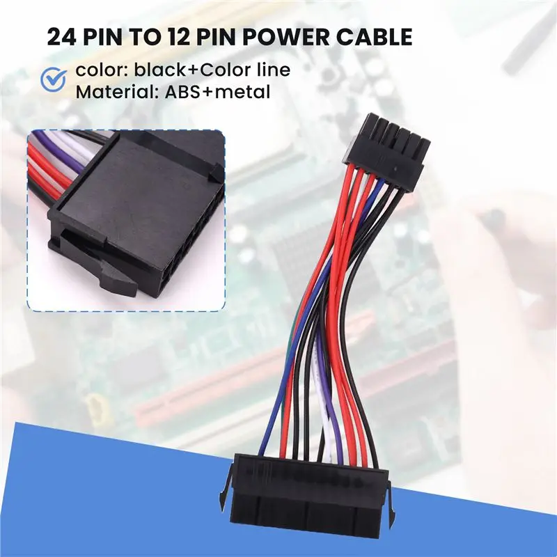 Stylish-PSU ATX 24Pin Female To 12Pin Male Power Supply Sleeved Cable Cord 18AWG Wire For Acer Q87H3-AM Q87H3 AM Q87 Motherboard