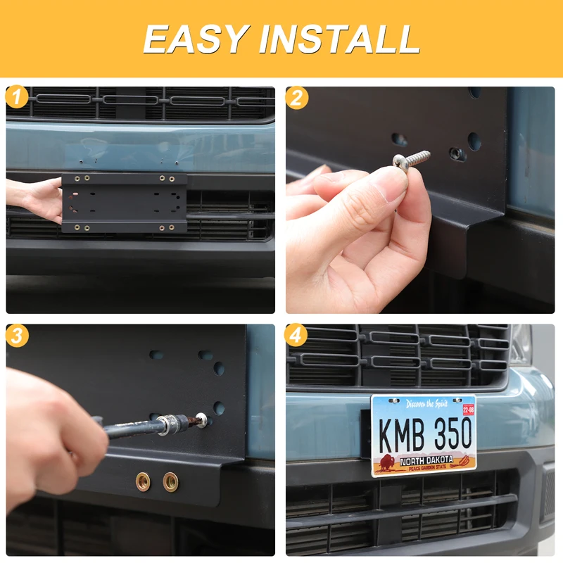 For Toyota FJ Cruiser 2007-2021 Carbon Steel Car Front Bumper License Plate Bracket Holder Exterior Car Accessories US Version