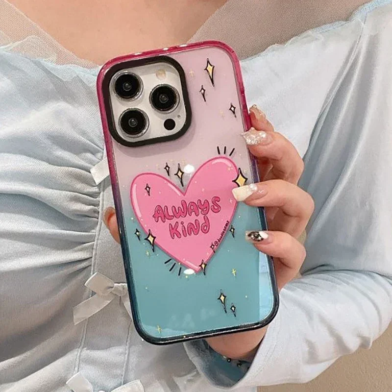 

Cartoon Heart 2.0 Acrylic Colorful Border Phone Case Cover for iPhone 11 12 13 14 15 Pro Max Case