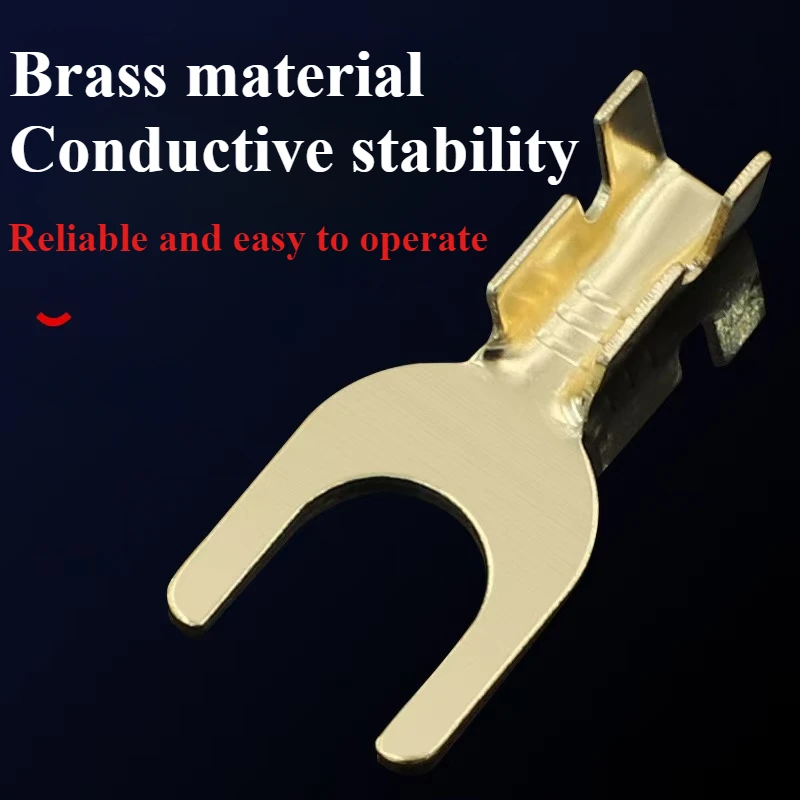 100Pcs M3 M4 M5 M6  Brass Fork Spade U-Type Non-Insulated Wire Connector Electrical Crimp Ground Terminal 0.5-2.5mm