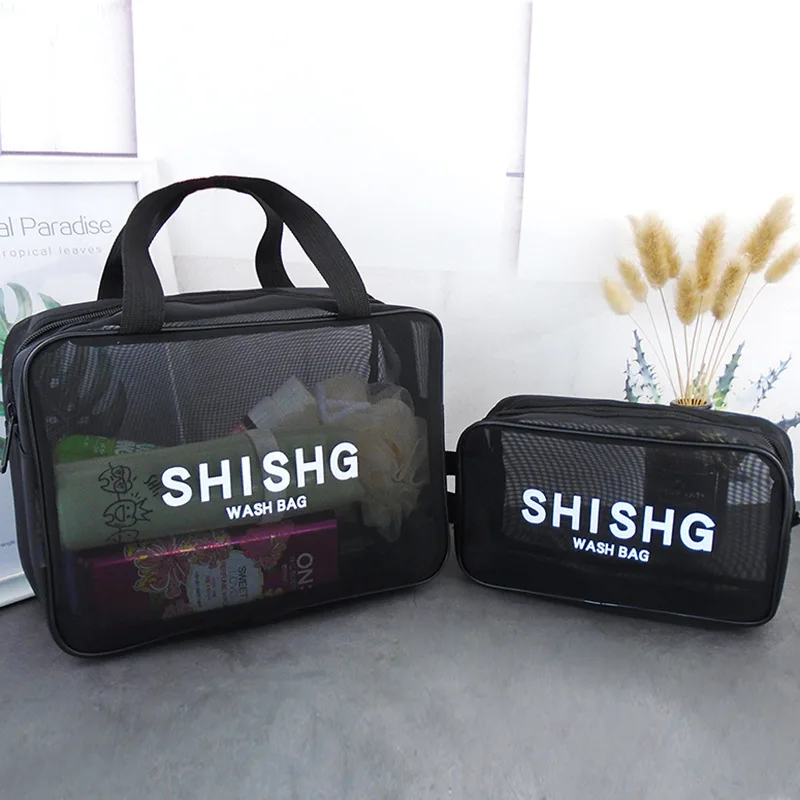 Women's Mesh Portable Bath Bag Men's Bath Portable Toiletry Bag Makeup Storage Bag Fashion Comestic Bag For Girl