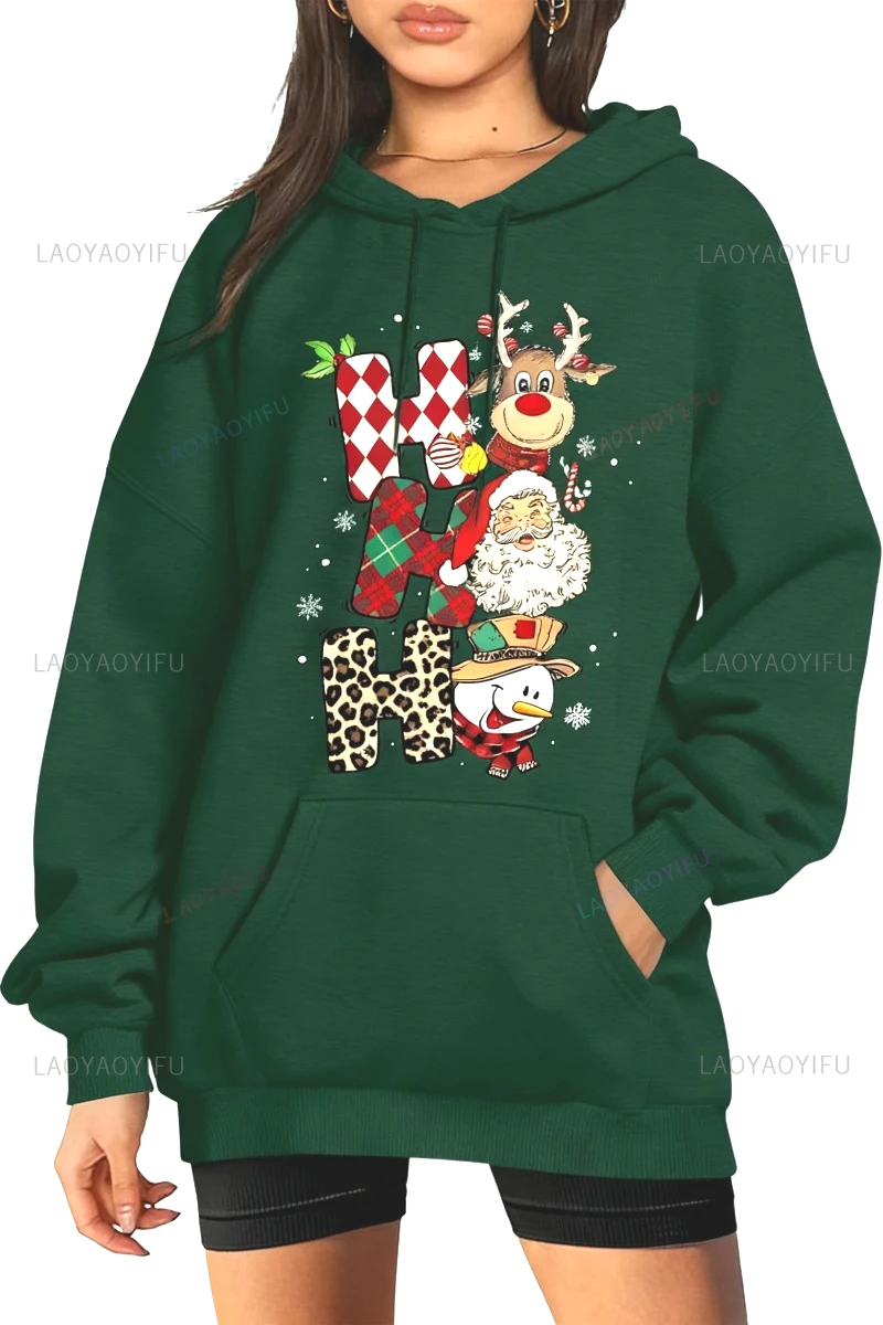 HO عيد الميلاد البلوز عيد الميلاد HO هوديي مضحك نمط سترة المرأة السترة قميص رياضي لباس غير رسمي ملابس النساء