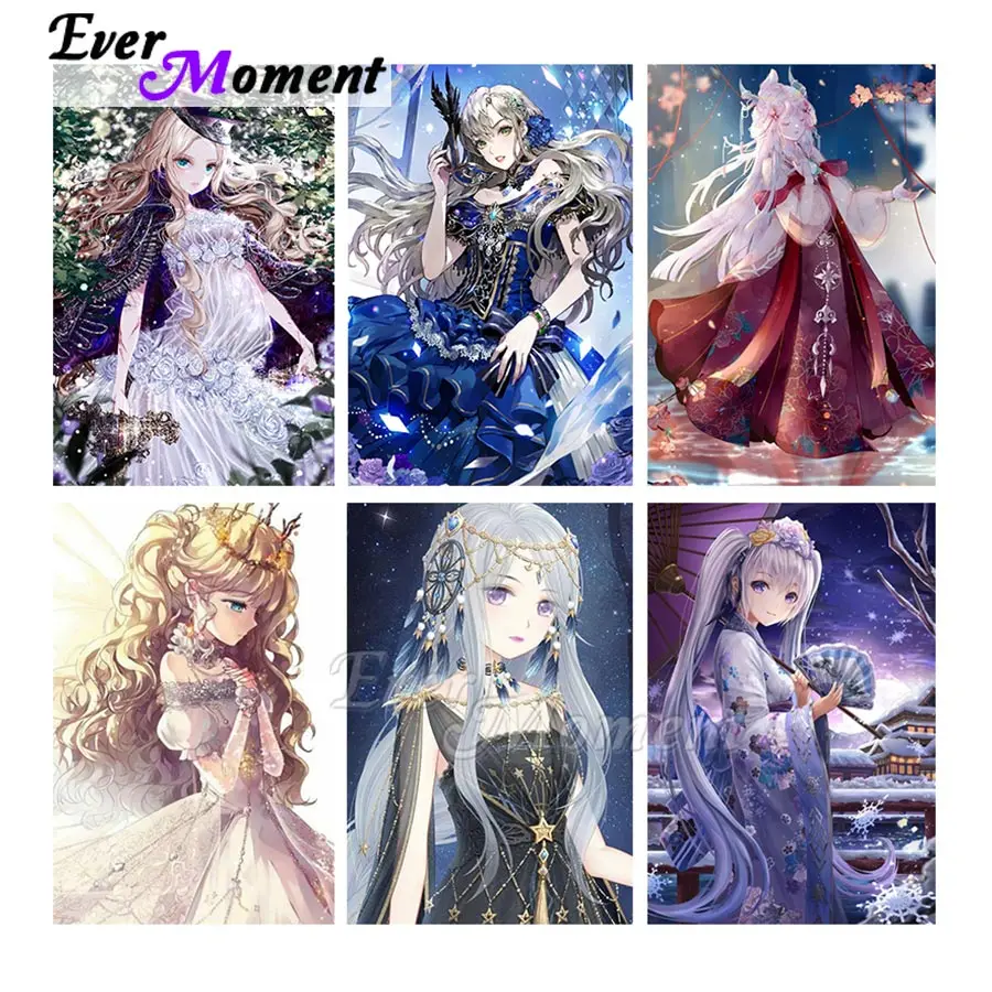 

Алмазная картина Ever Moment, вышивка, мультяшная девушка, 5D квадратные круглые камни, смола, дрель, украшение на стену, подарок, мозаика, новинка ASF2228