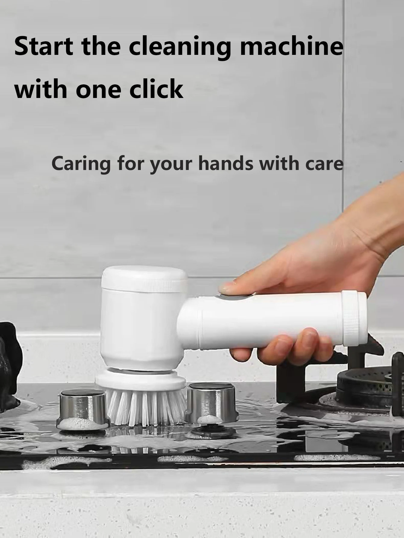 Electric Spin Scrubber com 3 substituição Brush Heads, Poder Cordless Cozinha Scrubber, Banheiro e Material Escolar