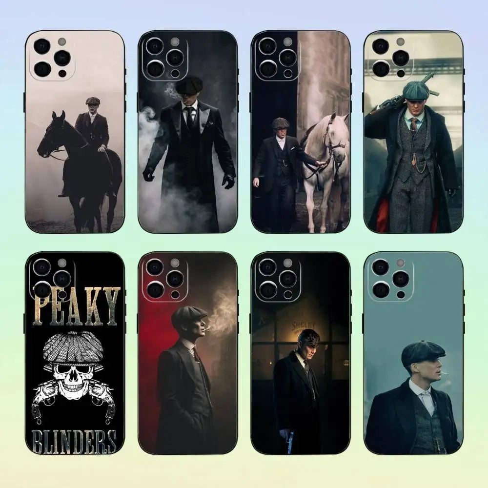 

P-PeakyS T-Thomas Shelby Blinders Phone Case For iPhone 17,16,15,14,13,12,11 ,Soft Silicone Black Cover