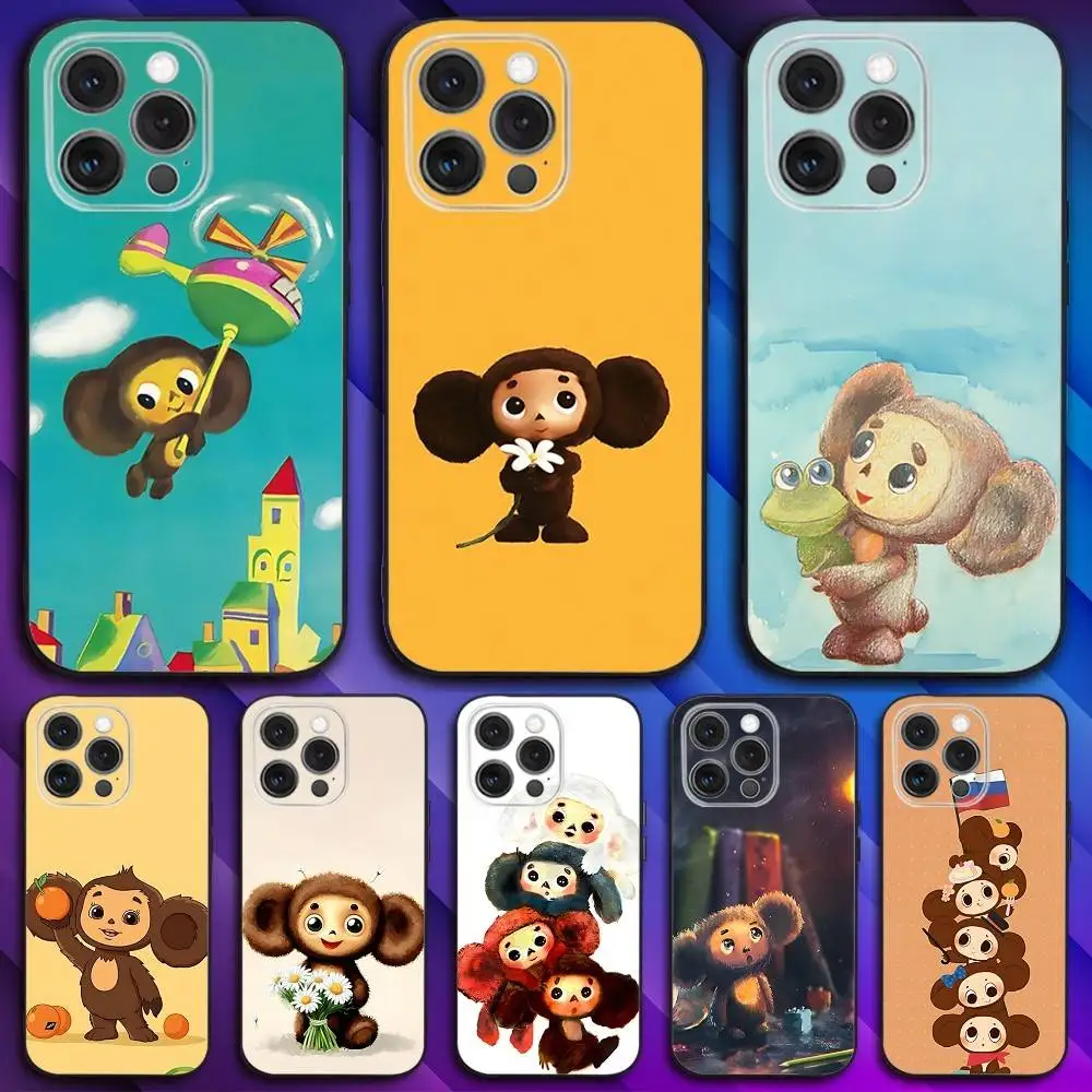 

Russia Cute C-Cheburashkas Phone Case For iPhone 17,16,15,14,13,12,11,Pro,Max,Plus,X,XS,SE4,E,Mini,Soft Black Case