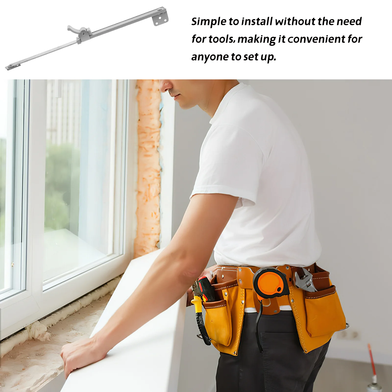 

Adjustable Aluminum Alloy Telescopic Window Brace Universal Windproof Support Rod for Casement Windows Home Office