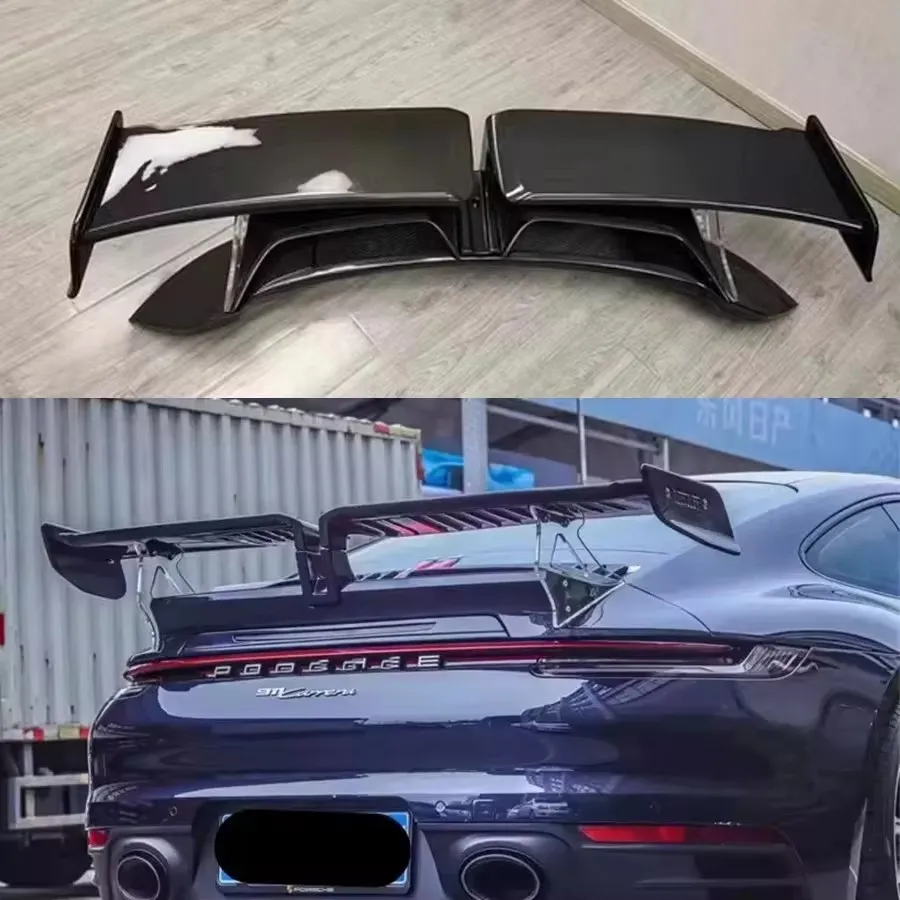 For Porsche 911 992 carbon fiber Spoiler Tail fins Carrera Rear Trunk Spoiler Guide Wing Rear Wing diverter upgraded body kit