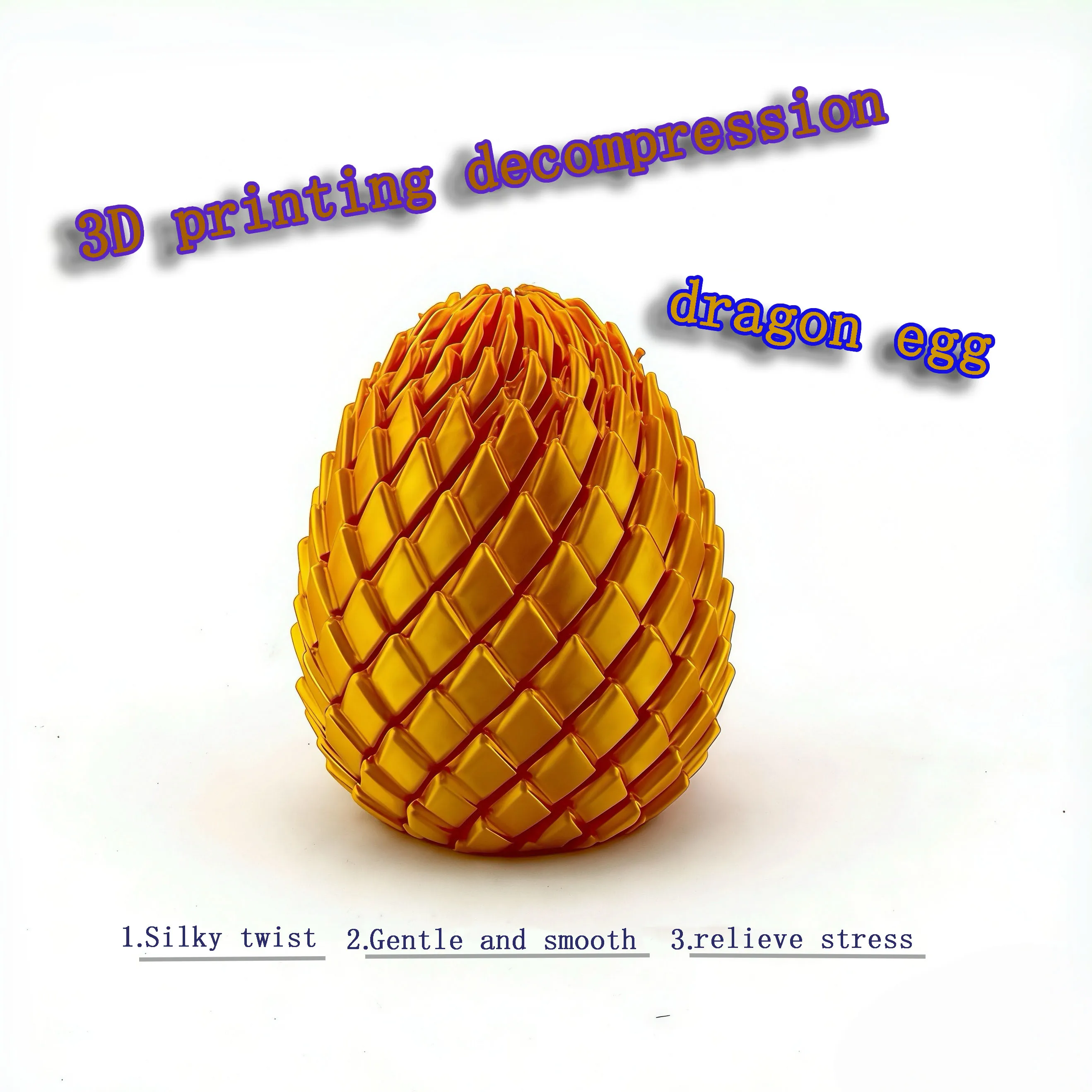 3D Printed Dragon Egg Stress Reliever Toy - Creative Prank Gift Party Ornament Gentle Twisting Motion Children's Plaything