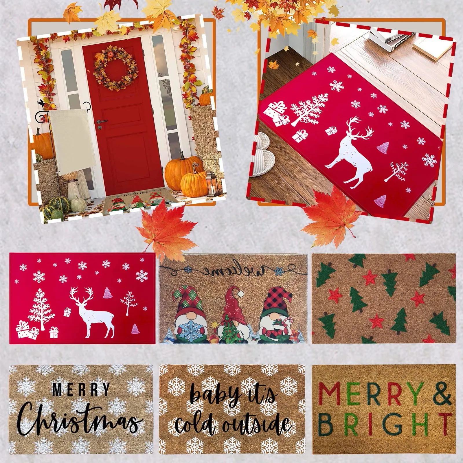 Christmas Welcome Sign Carpet Indoor Porch Rug Santa Decor Greeing Home Entrance Floor Welcome Door Mat Christmas