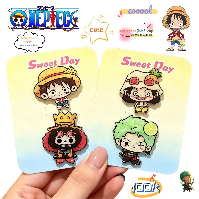New Cartoon One Piece Hair Accessories Anime Characters Luffy Usopp Zoro Acrylic Creative Hair Decoration Kawaii Hairpin Gift