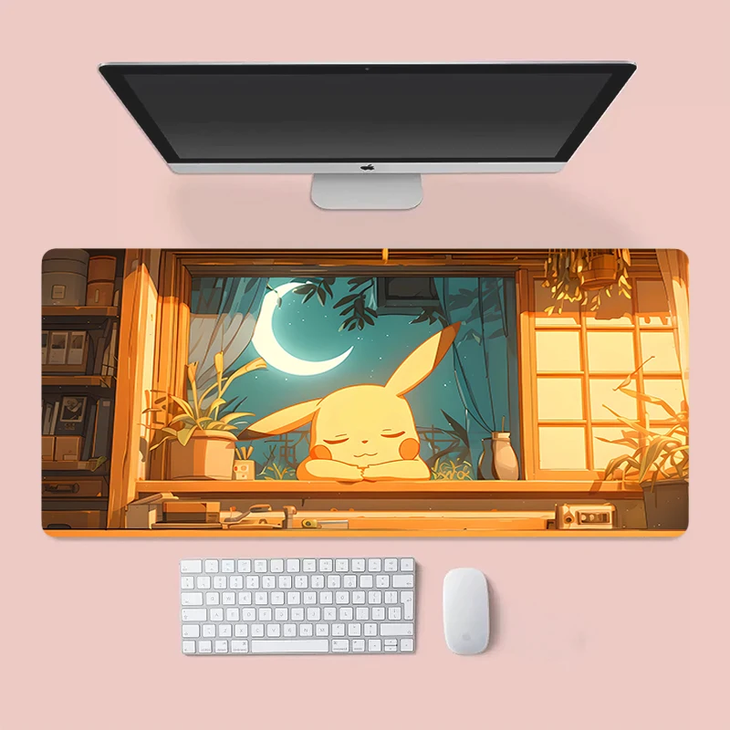 

Mouse Pad P-Pikachu Non-Slip Rubber Edge locking mousepads Game play mats notebook computer Home Decor P-Pokémon Pad table mat