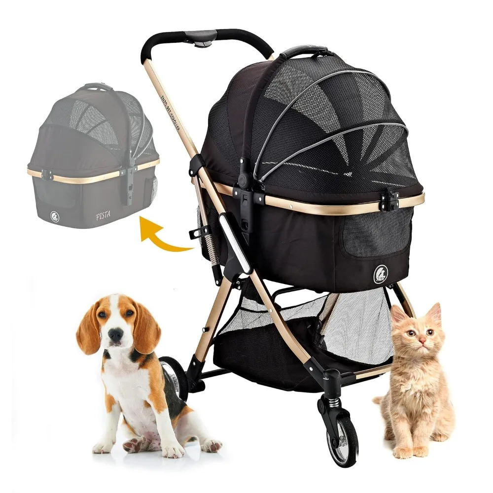 

Pista Super-Lightweight 3-in-1 Stroller, Carrier, Car Seat for Pets (Black)