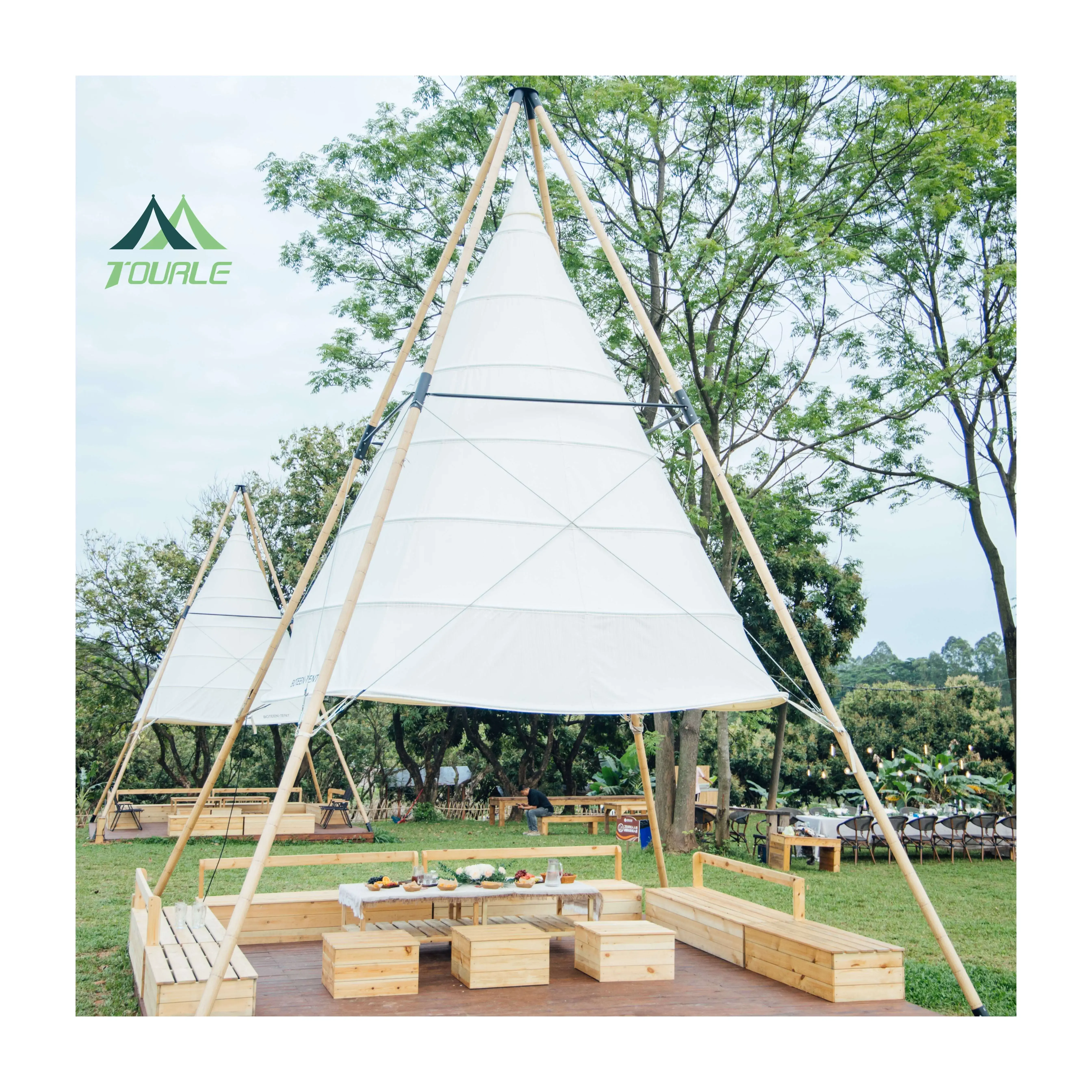 Camping Decoration Tent Outdoor Large Teepee Bamboo Poles Indian Tipi Tent For Party