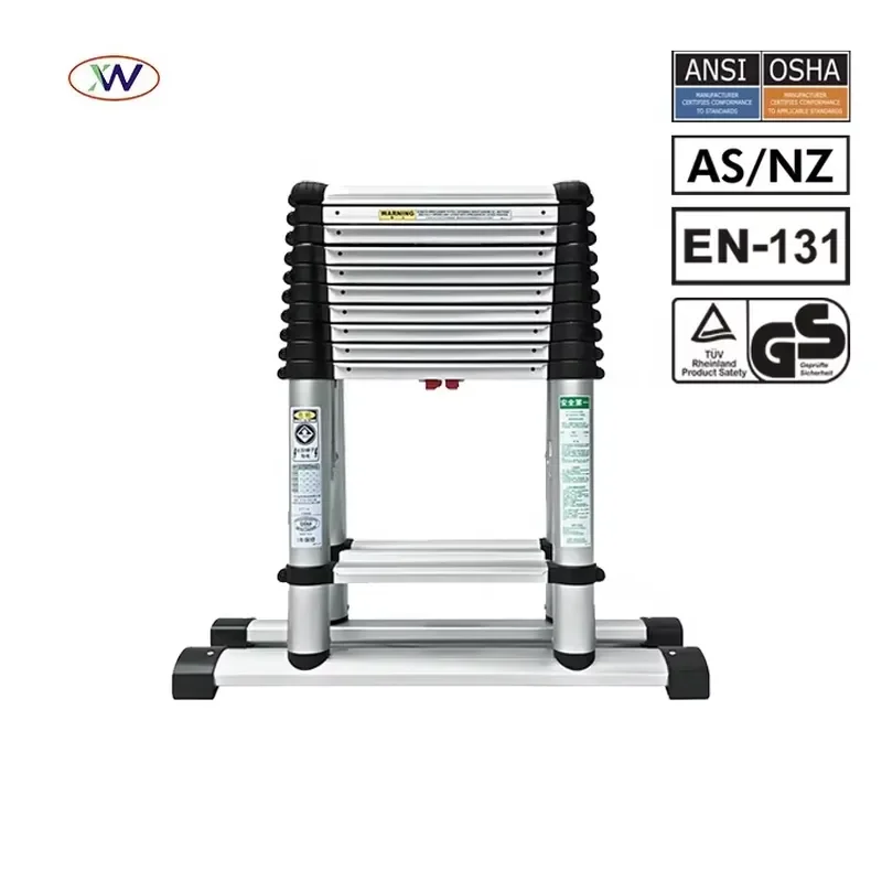 Aluminum Expansion Ladder Extendable Silver Modern Aluminum Folding Ladder