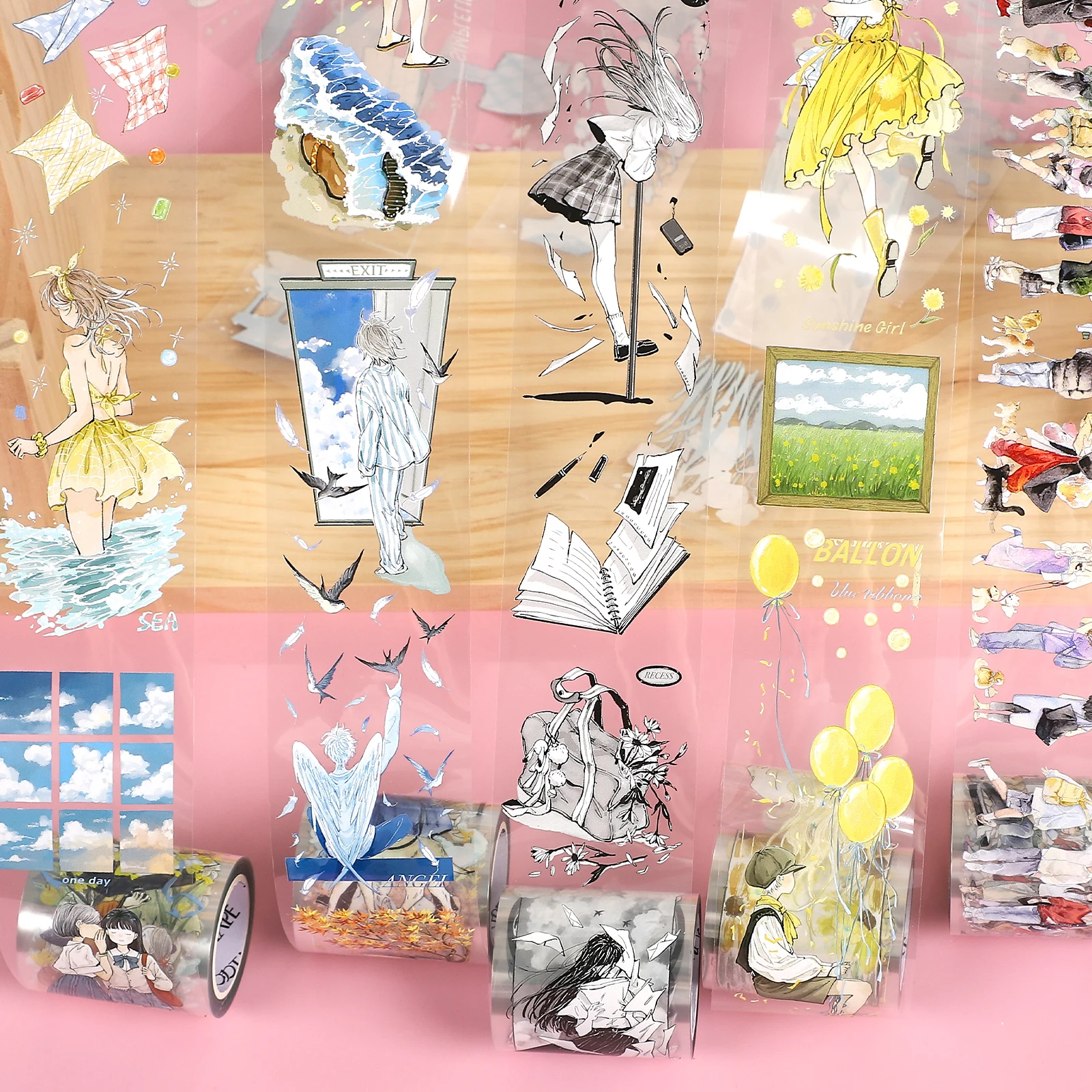 

500cm Vintage Character Season Plant Flower Landscape PET Tape Creative DIY Journal Material Collage Scrapbook Stationery