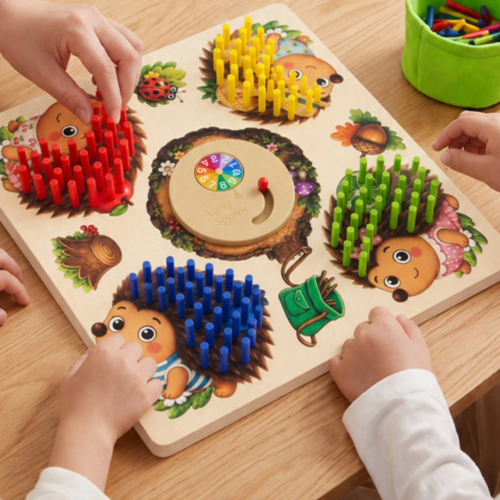 Hedgehog Counting Board Numbers Wooden Counting Game Peg Game with Rotating Dial Hands-on Math Manipulative Sensory