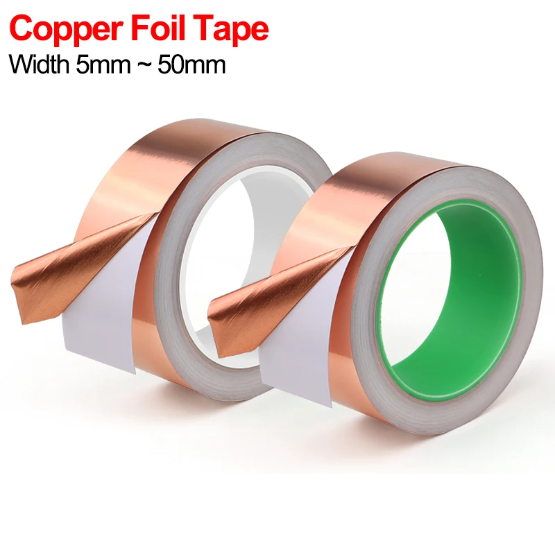 20m Roll Copper Foil Tape 5mm-50mm DIY EMI Shielding Double Side Conductive / Single Side Conductive Repair Adhesive Tapes