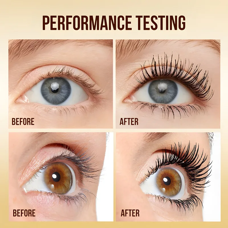 OCHEAL 3D Mascara Lengthening Black Lash Eyelash Extension Eye Lashes Brush Beauty Makeup Long-wearing Gold Color Mascara