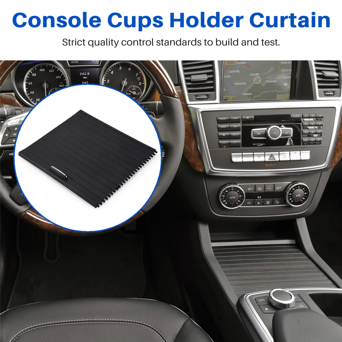 車のセンターコンソール,カップホルダー,スライドローラー,メルセデスベンツml gl gle glsクラスw166 w292 2012-2018用ブラインドカバー