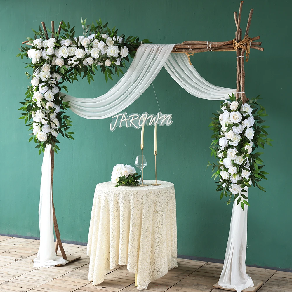 

Fleur Artificielle Wedding Party Decoration High Quality Artificial Floral Arrangement H2.9x0.59ft White Green Flower Row HY2283