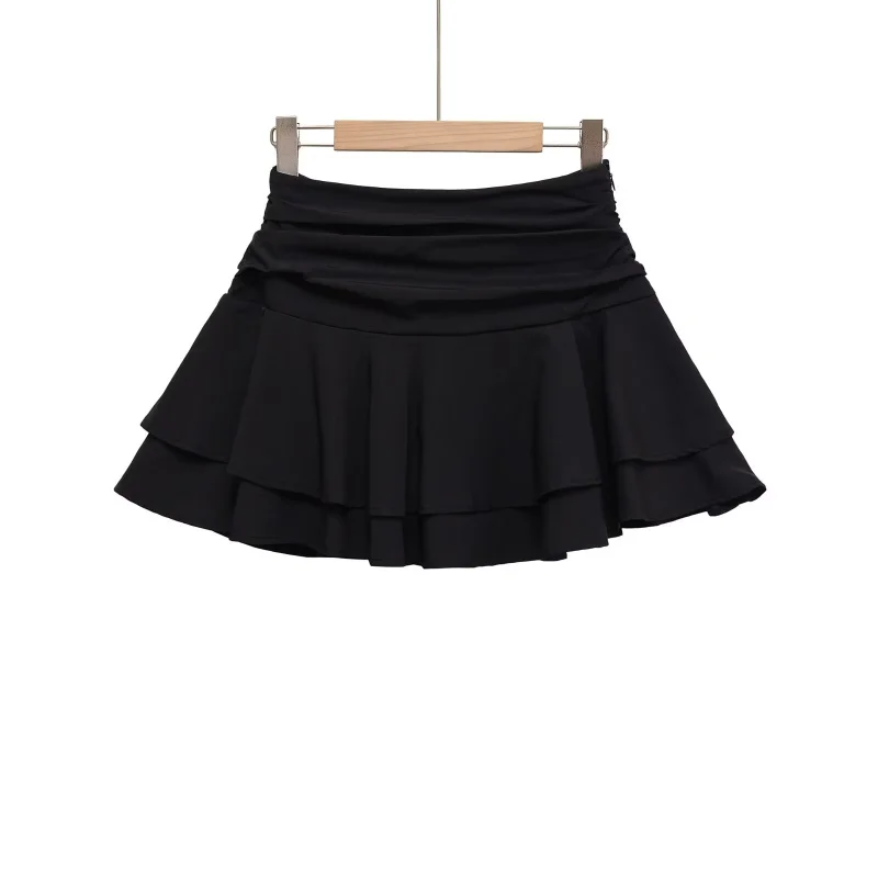 ETJ 2025 Damen Sommer Neu Sexy Mode Hot Girl Style Flauschige Stufenverzierung Mittelhoch Sitzender Kurzer Rock-Hosenrock – Detail 23