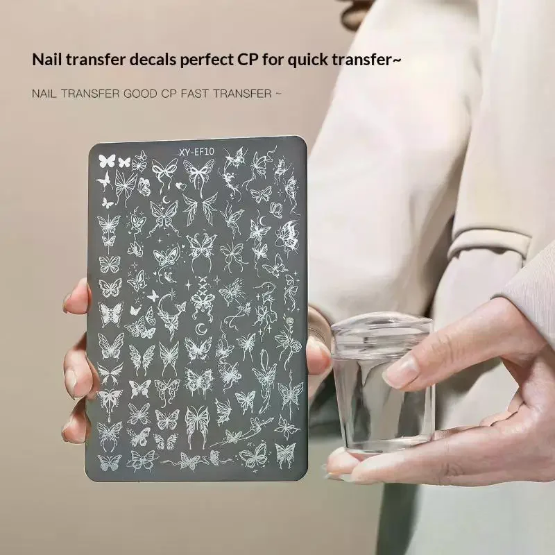 1Pc Nail Stamping Plates Multi-styles Nail Art Plate Stainless Steel Stripe/Bowknot/Flower/French Nail Design Stencil Tools