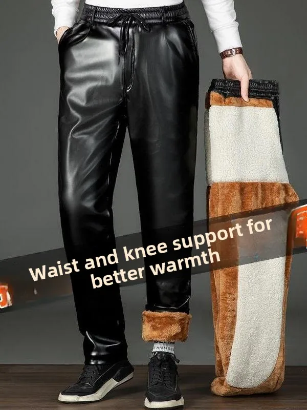 

Утепленные кожаные брюки на флисовой подкладке для мужчин: теплые повседневные рабочие брюки, зимние морозостойкие брюки для активного отдыха