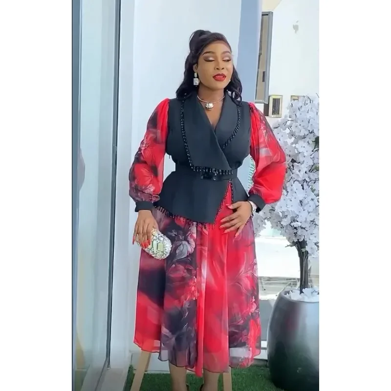 فستان أفريقي للنساء موضة ملابس أنيقة حجم كبير حفل زفاف الصيف حفل زفاف خلع الملابس 2025 أفريقيا ملابس يومية