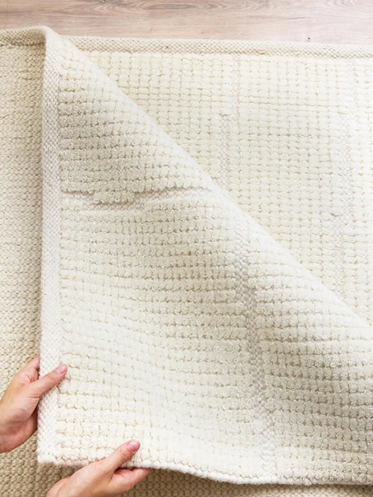 Imported Hand Woven Wool Carpet Living Room Luxury Solid Color Simple Area Rug for Bedroom Decor Modern Minimalism Area Rug Mat