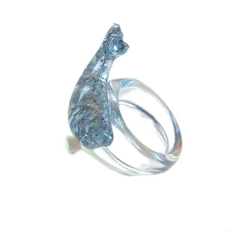  Unique Handcrafted Dolphin Theme Ring Adorned With Glittering Accent Finger Accessory For Casual Or Formal Event