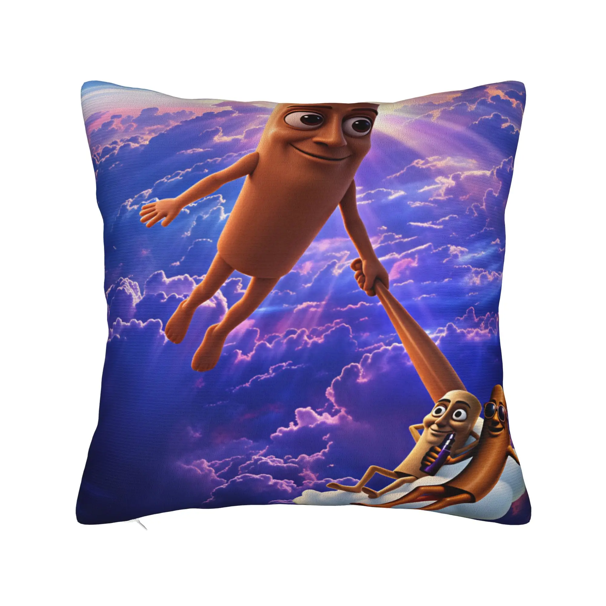 Tung Tung Sahur Heaven Cloud Funny Meme Pillow Cover  Cute Funny Pillow Case For Chair Sofa Home Decor Comfy Cushion Cover Gift