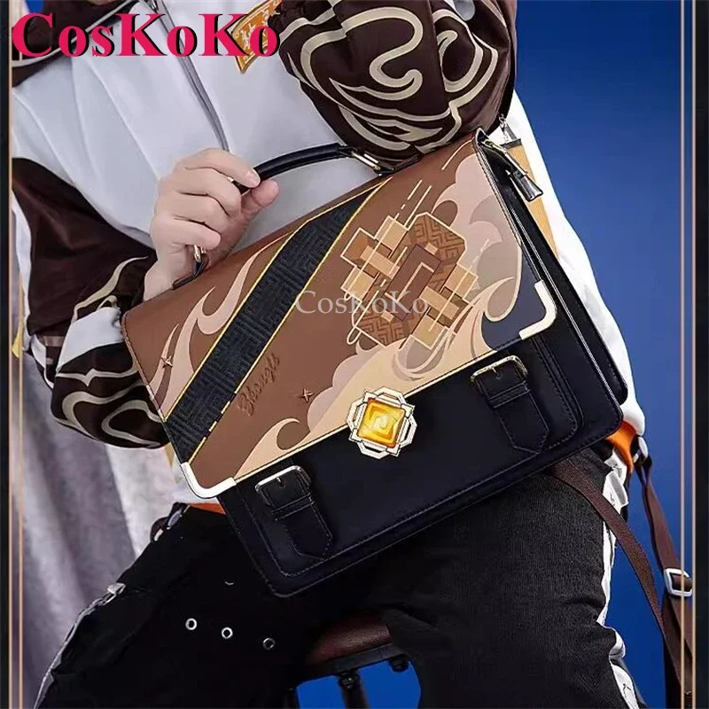 Coskoko Zhongli cosplay game Genshin impact theme impression pack daily preppy commuter backpack messenger bag fashion itabag