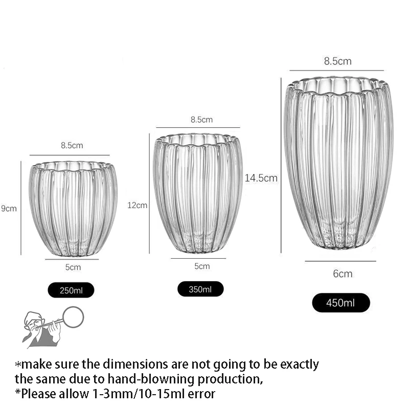 1/2/4 قطعة كوب قهوة مخطط مزدوج الجدار كوب زجاجي شفاف كوب عازل حراري لشاي الكابتشينو اسبريسو المشروبات الساخنة النبيذ