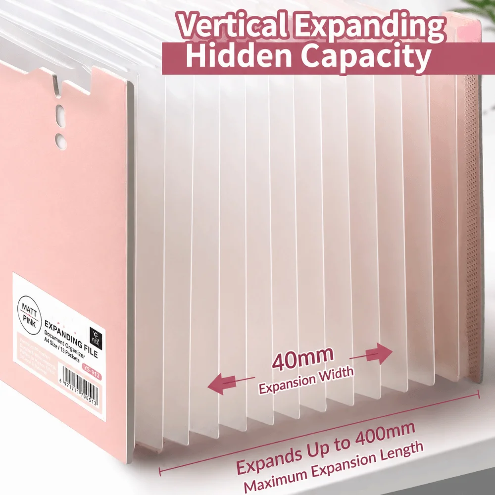 13 Pockets Expanding File Folder A4 Vertical Accordion Document Organizer Handheld Large Capacity Test Paper Storage Bag