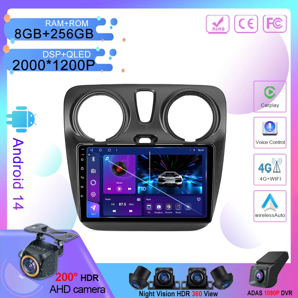 

Android 13 Carplay For Renault Lodgy 2021 For Dokker 2012 -2020 Car DVD Auto Radio Multimedia Player GPS Navigation NO 2din 7862