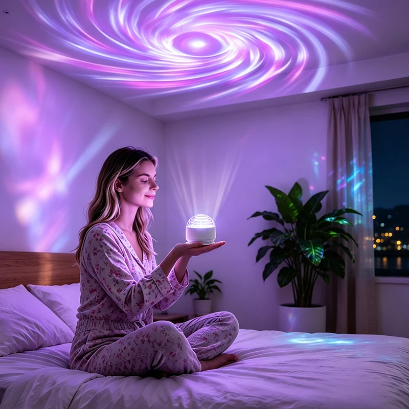 Aurora Water Wave Projector Night Light Remote RGB Color Changing Rotating Projection Lamp USB Bedroom Decor Light, Gift for Kid