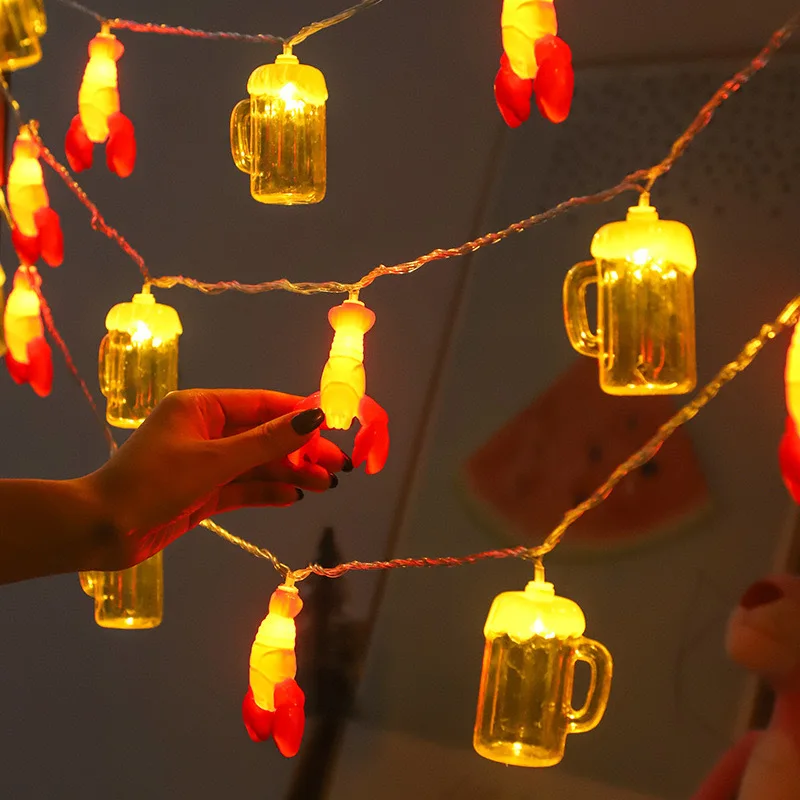 Bierglas, Hummer, Nachtmarkt, Stände, Lichterkette, Feenlampe, Sommerparty, Urlaub, Camping, Heimdekoration, LED – Detail 1