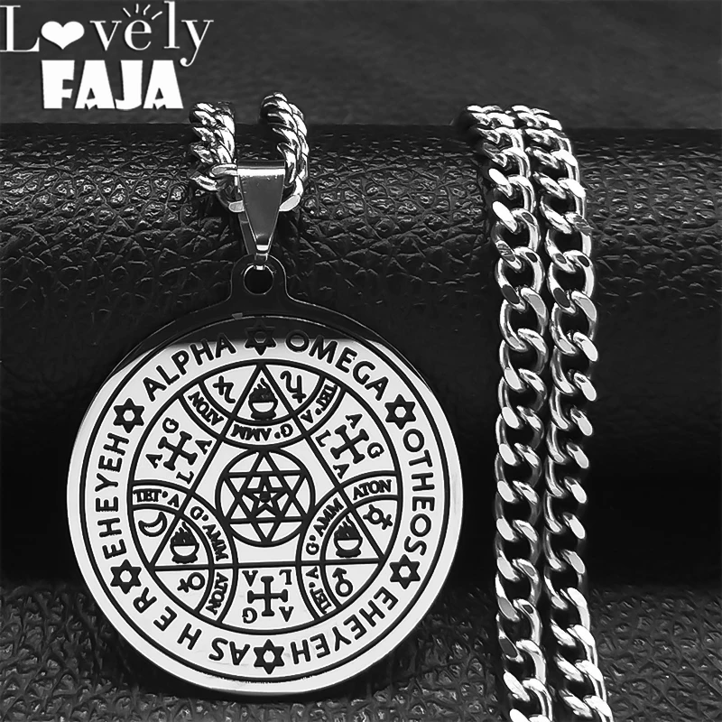 Tetragrammaton Talisman Enochian Angel Magic Amulet Necklace Stainless Steel Star David Alpha Omega Eheyeh AGLA Necklaces N7542