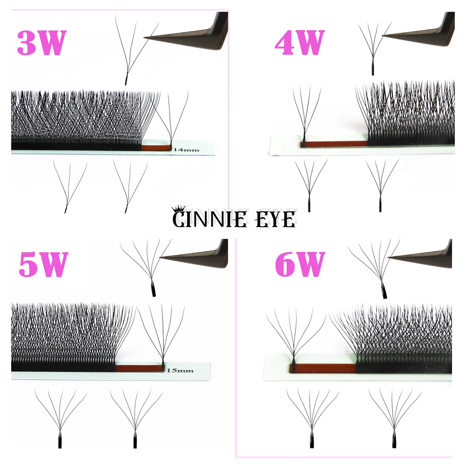 5D W Eyelash CIlios 5D Individual Cluter Lash BUnches 3W 4W 6W Russia Premade Volume Eyelashes 8D Ready made Lash fans Drop Ship