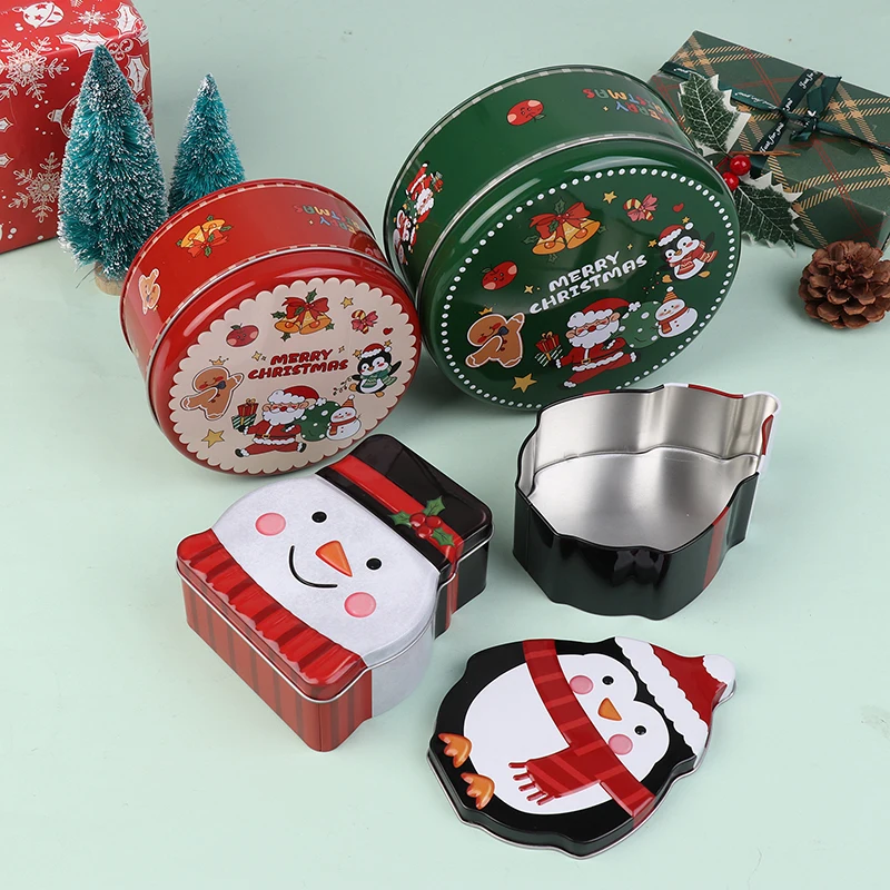 Frascos de folha de flandres de natal café chá tempero doces presentes caso de armazenamento de jóias recipiente de fabricação de velas caixa vazia decorações