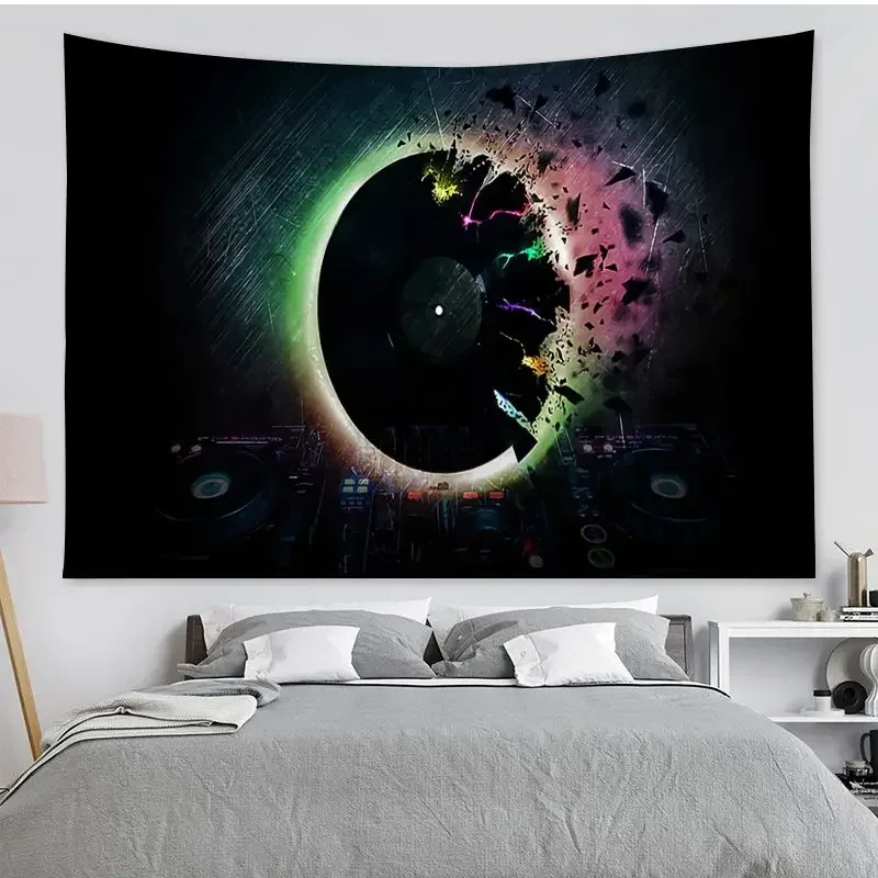 DJ retro music colorful tapestry hung on the wall science fiction room home decor japanese tapestry